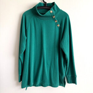J Crew Womens Size XL Green Tunic Fleece Sweatshirt Outdoors Casual Basic Cozy